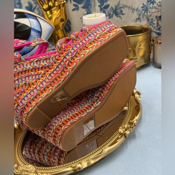 🆕 GIANNI BINI 🧿 NWOB Santi Woven Beaded Wedge Sandals - Rainbow Multi, Sz US 8 - Picture 13 of 16